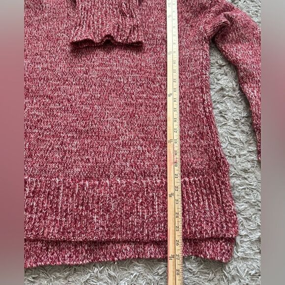 J. Crew Italian Marled Red Wool Blend Turtleneck Oversized Sweater Size S - Picture 6 of 11